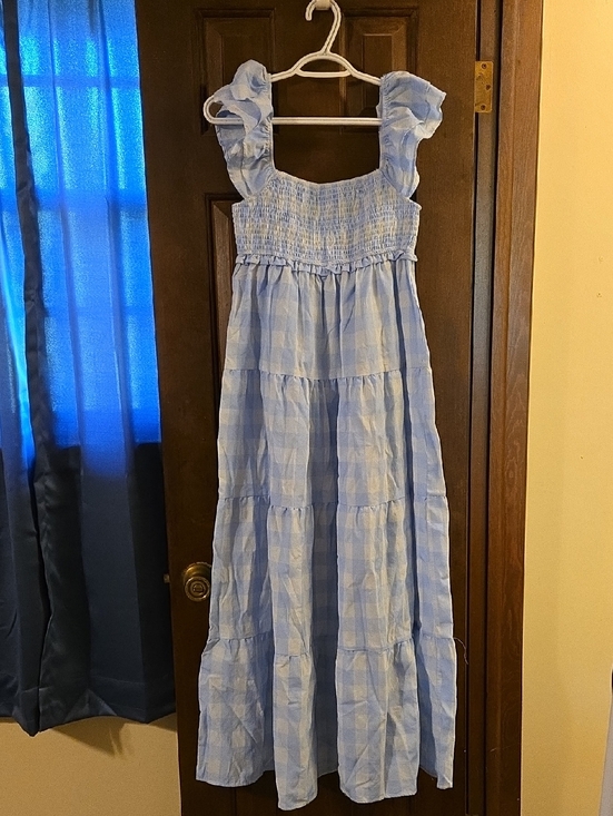 Altar'd State Dresses & Skirts - Pastel Blue Smocked Tiered Maxi Dress with Ruffle Straps
